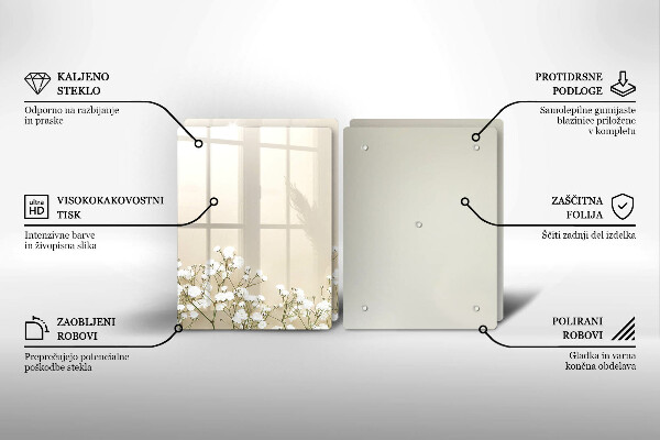 Zaščitna plošča za štedilnik Boho rože iz mavca