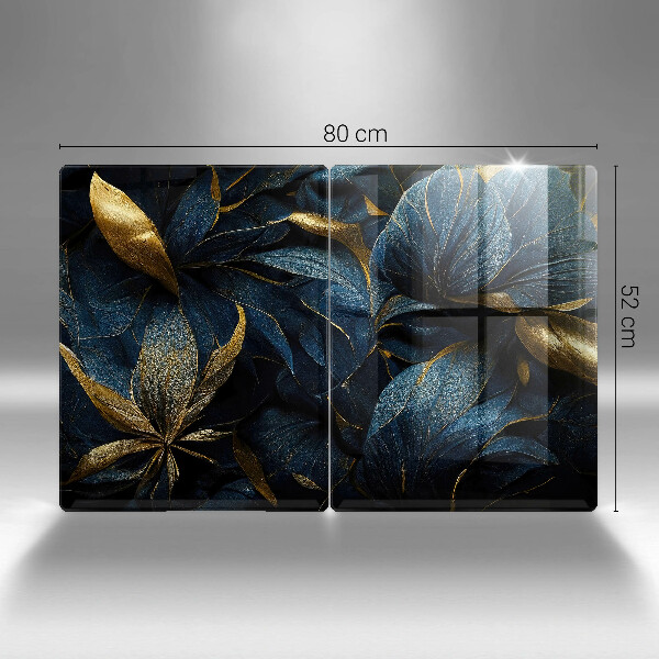 Zaščitna plošča za štedilnik Okrasni listi z zlatom