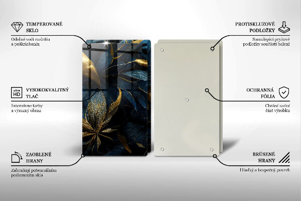 Zaščitna plošča za štedilnik Okrasni listi z zlatom