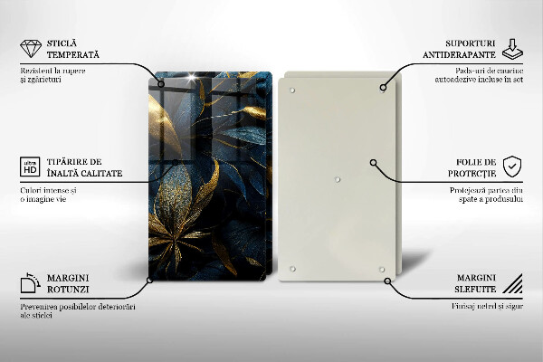 Zaščitna plošča za štedilnik Okrasni listi z zlatom