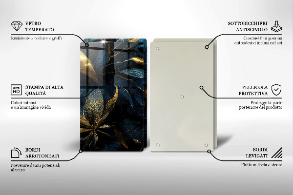 Zaščitna plošča za štedilnik Okrasni listi z zlatom