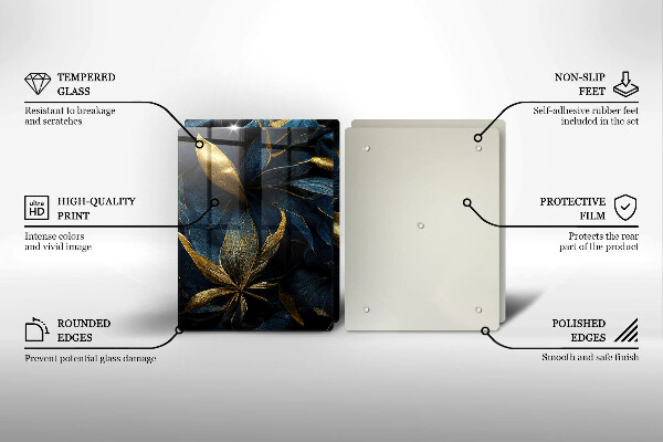 Zaščitna plošča za štedilnik Okrasni listi z zlatom