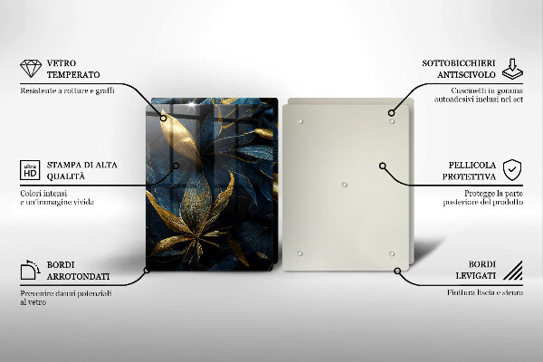 Zaščitna plošča za štedilnik Okrasni listi z zlatom