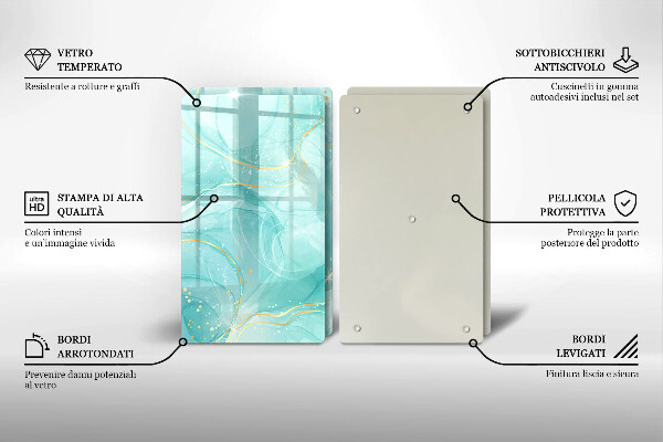 Zaščitna plošča za štedilnik Modra in zlata abstrakcija