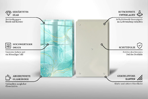 Zaščitna plošča za štedilnik Modra in zlata abstrakcija