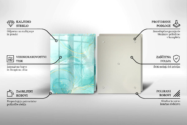 Zaščitna plošča za štedilnik Modra in zlata abstrakcija