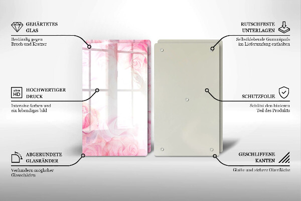 Zaščitna plošča za štedilnik Ozadje z nežnimi vrtnicami