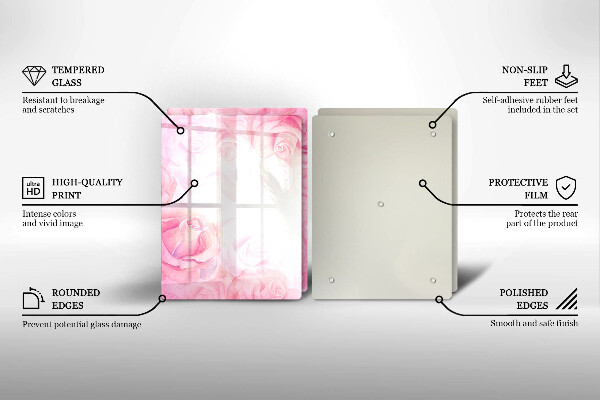 Zaščitna plošča za štedilnik Ozadje z nežnimi vrtnicami