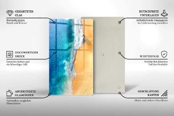 Zaščitna steklena plošča za štedilnik Plaža in morje
