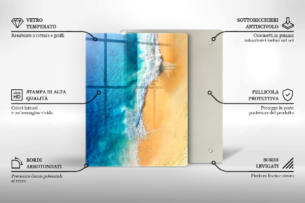 Zaščitna steklena plošča za štedilnik Plaža in morje