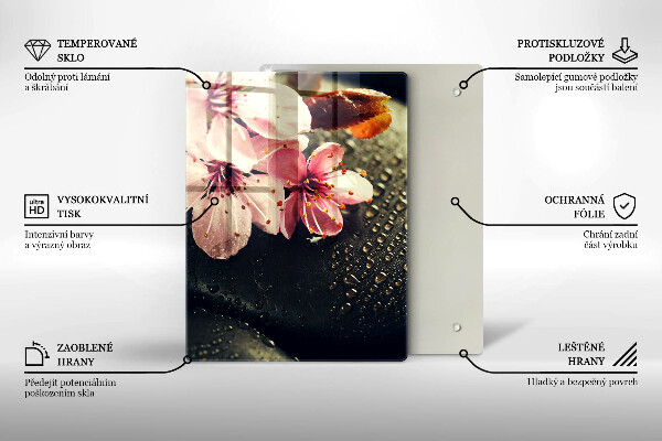Zaščitna steklena plošča za štedilnik Rože zen kamni