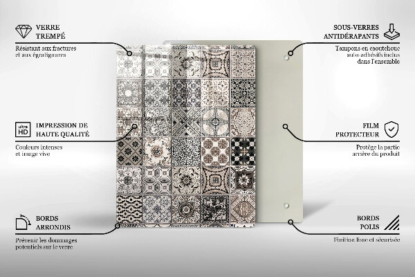 Zaščitna steklena plošča za štedilnik Dekorativne ploščice