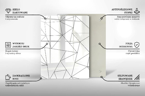 Zaščitna plošča za štedilnik Beli trikotniki