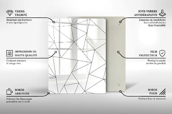 Zaščitna plošča za štedilnik Beli trikotniki