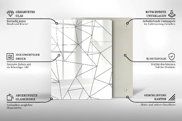 Zaščitna plošča za štedilnik Beli trikotniki
