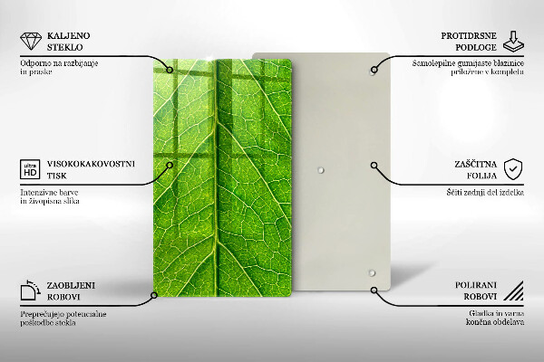 Zaščitna steklena plošča za štedilnik Naravne listne žile