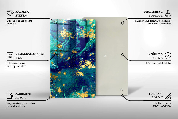 Zaščitna steklena plošča za štedilnik Abstrakcija z zlatom