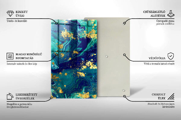 Zaščitna steklena plošča za štedilnik Abstrakcija z zlatom