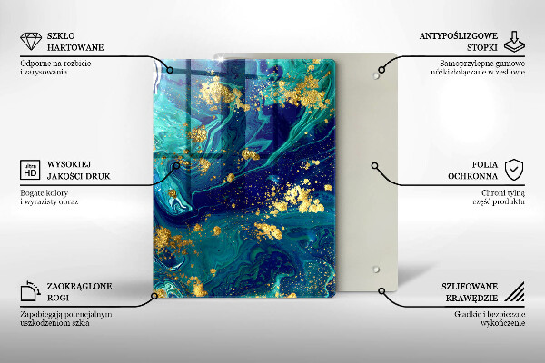 Zaščitna steklena plošča za štedilnik Abstrakcija z zlatom
