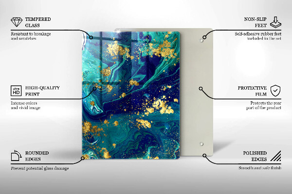 Zaščitna steklena plošča za štedilnik Abstrakcija z zlatom