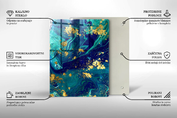 Zaščitna steklena plošča za štedilnik Abstrakcija z zlatom