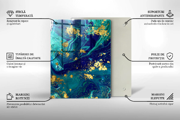 Zaščitna steklena plošča za štedilnik Abstrakcija z zlatom