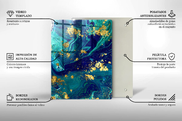 Zaščitna steklena plošča za štedilnik Abstrakcija z zlatom