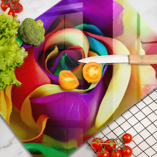 Zaščitna steklena plošča za štedilnik Pisani cvetni listi vrtnic