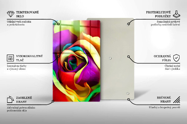 Zaščitna steklena plošča za štedilnik Pisani cvetni listi vrtnic