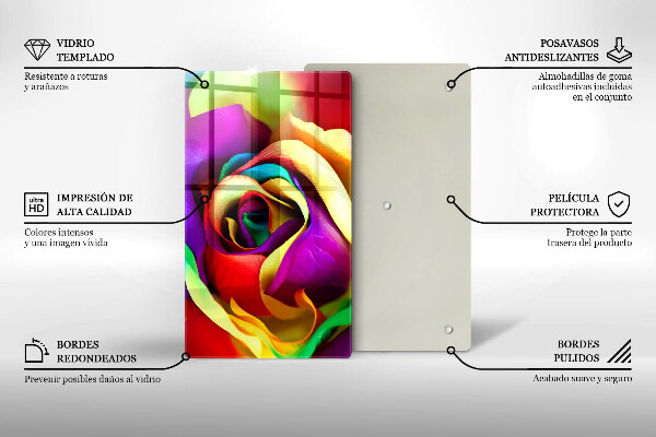 Zaščitna steklena plošča za štedilnik Pisani cvetni listi vrtnic