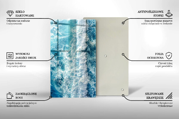 Zaščitna steklena plošča za štedilnik Valovi morske vode