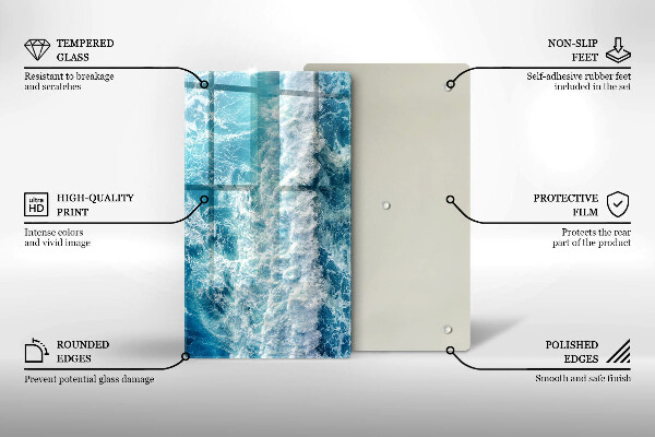 Zaščitna steklena plošča za štedilnik Valovi morske vode