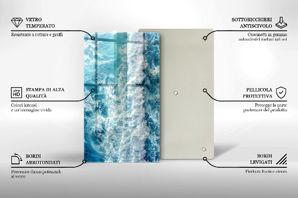 Zaščitna steklena plošča za štedilnik Valovi morske vode