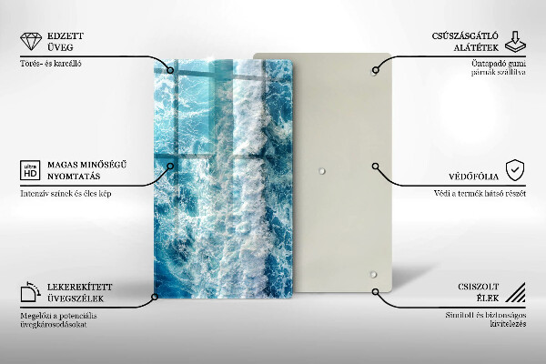 Zaščitna steklena plošča za štedilnik Valovi morske vode