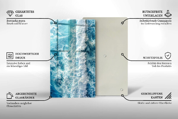 Zaščitna steklena plošča za štedilnik Valovi morske vode