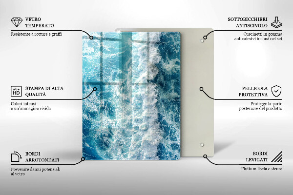 Zaščitna steklena plošča za štedilnik Valovi morske vode