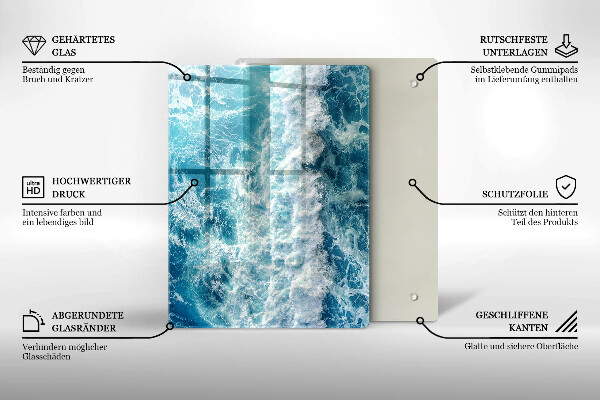 Zaščitna steklena plošča za štedilnik Valovi morske vode