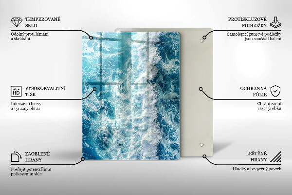 Zaščitna steklena plošča za štedilnik Valovi morske vode