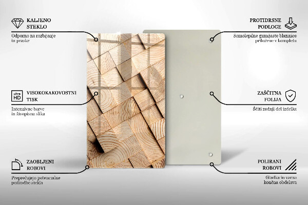 Zaščitna plošča za štedilnik Leseni kvadrati