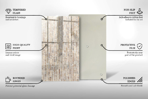 Zaščitna steklena plošča za štedilnik Svetla opečna stena