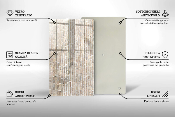 Zaščitna steklena plošča za štedilnik Svetla opečna stena