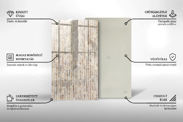 Zaščitna steklena plošča za štedilnik Svetla opečna stena