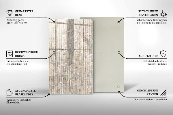 Zaščitna steklena plošča za štedilnik Svetla opečna stena
