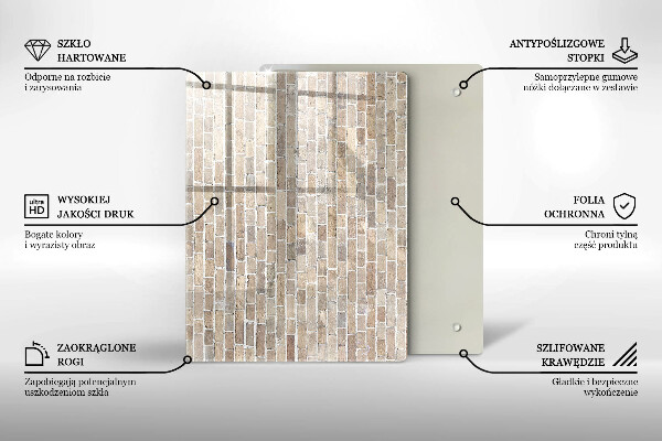 Zaščitna steklena plošča za štedilnik Svetla opečna stena