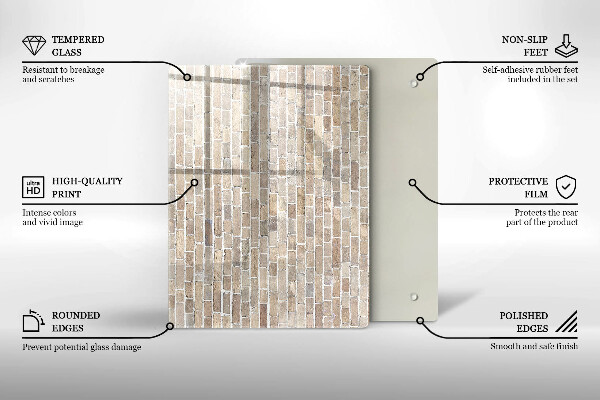 Zaščitna steklena plošča za štedilnik Svetla opečna stena