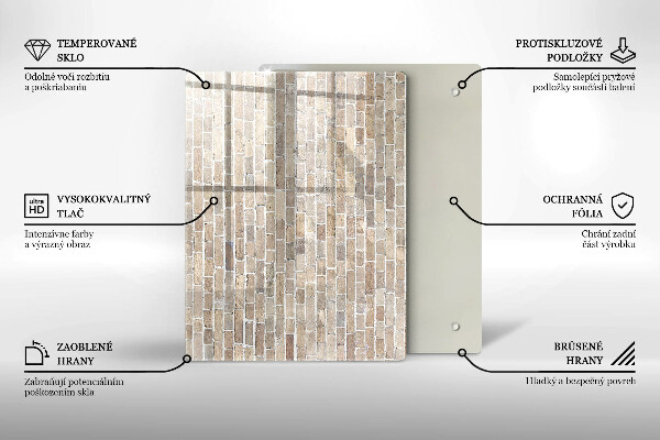 Zaščitna steklena plošča za štedilnik Svetla opečna stena