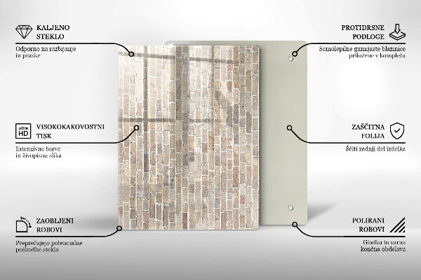 Zaščitna steklena plošča za štedilnik Svetla opečna stena