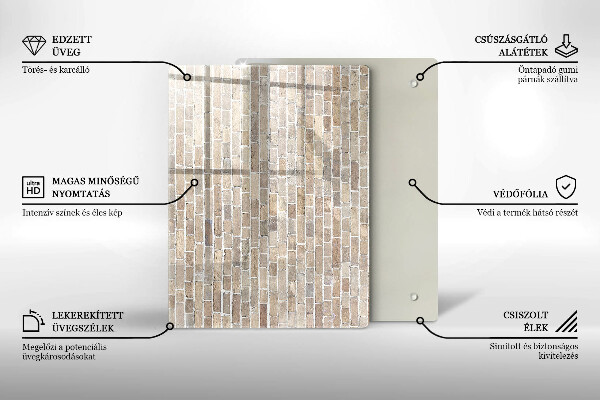 Zaščitna steklena plošča za štedilnik Svetla opečna stena