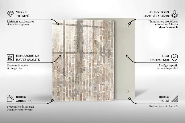 Zaščitna steklena plošča za štedilnik Svetla opečna stena