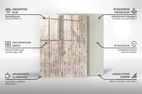 Zaščitna steklena plošča za štedilnik Svetla opečna stena